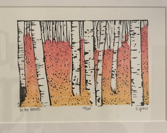 Block Print | In the Woods | Original Handmade Artwork | Unframed