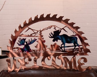 Moose Sawblade Welcome | Handcrafted on Copper Plated Steel