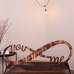 Infinity You and Me & Our Family Handcrafted Copper Plated Steel Sign Family Love Plaque Classic Copper