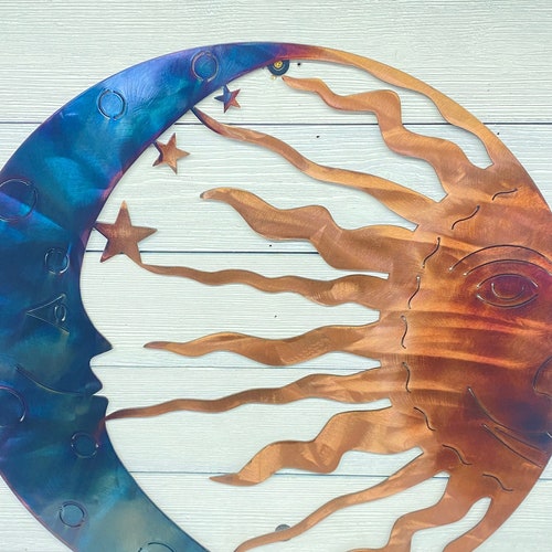 Sun Moon Stars Metal Art Wall Art Home Decor Garden Art Etsy