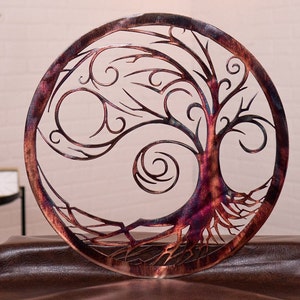 Handmade Enchanting Starry Night Tree of Life Metal Wall Art | Modern Nature and Eclectic Boho Wall Décor