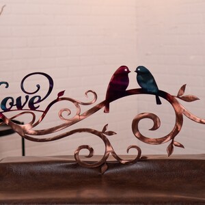 Lovebirds Metal Wall Art | Handcrafted Copper Plated Wall Art