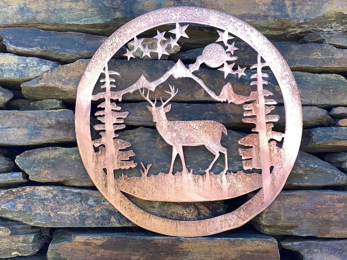 Deer Metal Wildlife Wall Art Woodland Decor Rustic Etsy