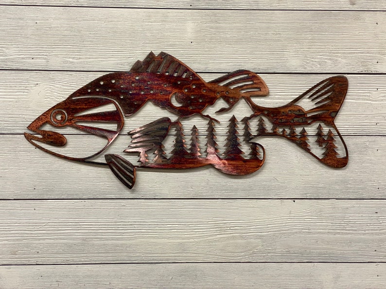 Fish wall art Woodland decor Rustic decor Metal wildlife Etsy