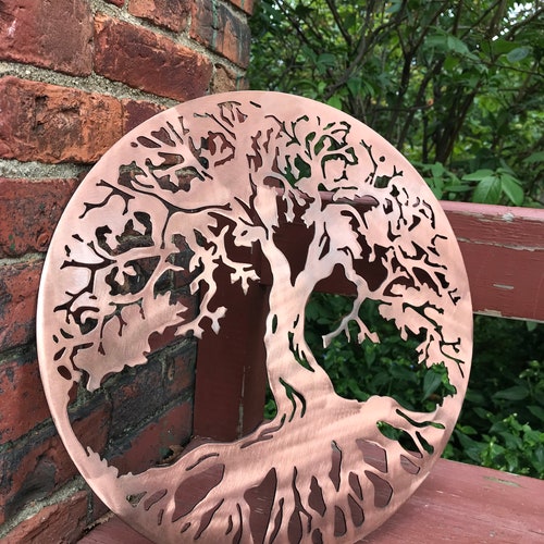 Enchanting Starry Night Tree of Life Metal Wall Art on Copper - Etsy
