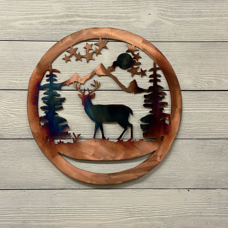 Deer Metal Wildlife Wall Art Woodland Decor Rustic Etsy