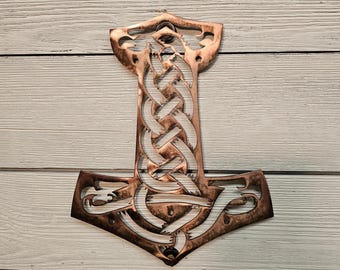 Viking Hammer Metal Wall Art Handcrafted