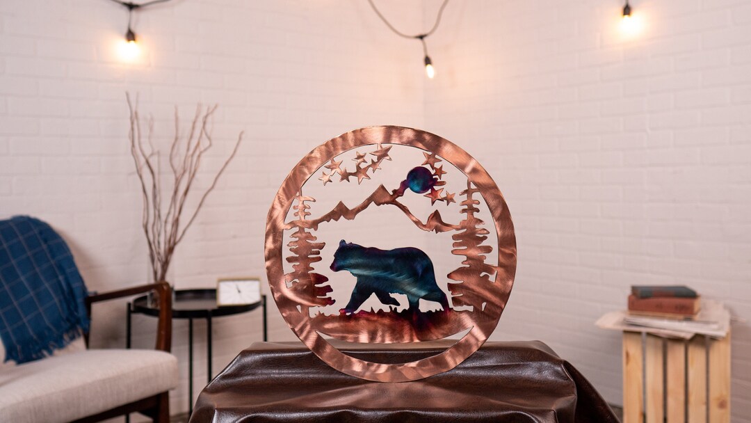 Bear Metal Wildlife Wall Art Woodland Decor Rustic Etsy