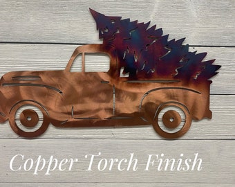 Christmas Tree Truck | Metal Wall Art