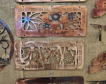 Copper plated/patina'd cribbage board