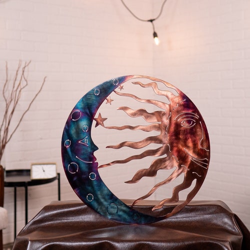 Sun Moon Stars Metal Art Wall Art Home Decor Garden Art Etsy