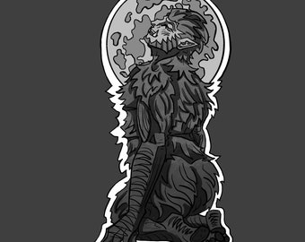 Pinup Wolf Man Sticker