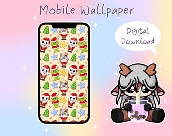 Biscoito de Natal Papel de Parede | Fundo de telefone de download digital | Papel de parede fofo de Chibi