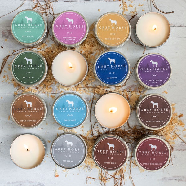 All Natural Soy Candle TIN || Hand Poured || Gift for Equestrians and Horse Lovers