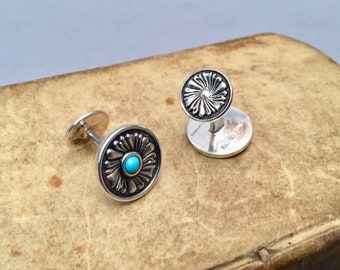 Buccellati Sterling Silver and Turquoise Cufflinks