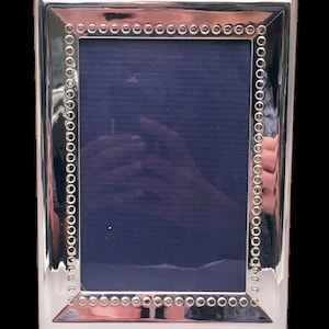 Del Conte Sterling Silver Picture Frame With Triangular Pattern 5 x 7