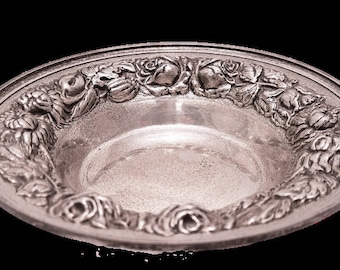 Sterling Silver Repousse Candy / Nut Dish by Stieff