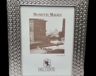 Del Conte Sterling Silver Picture Frame With Triangular Pattern