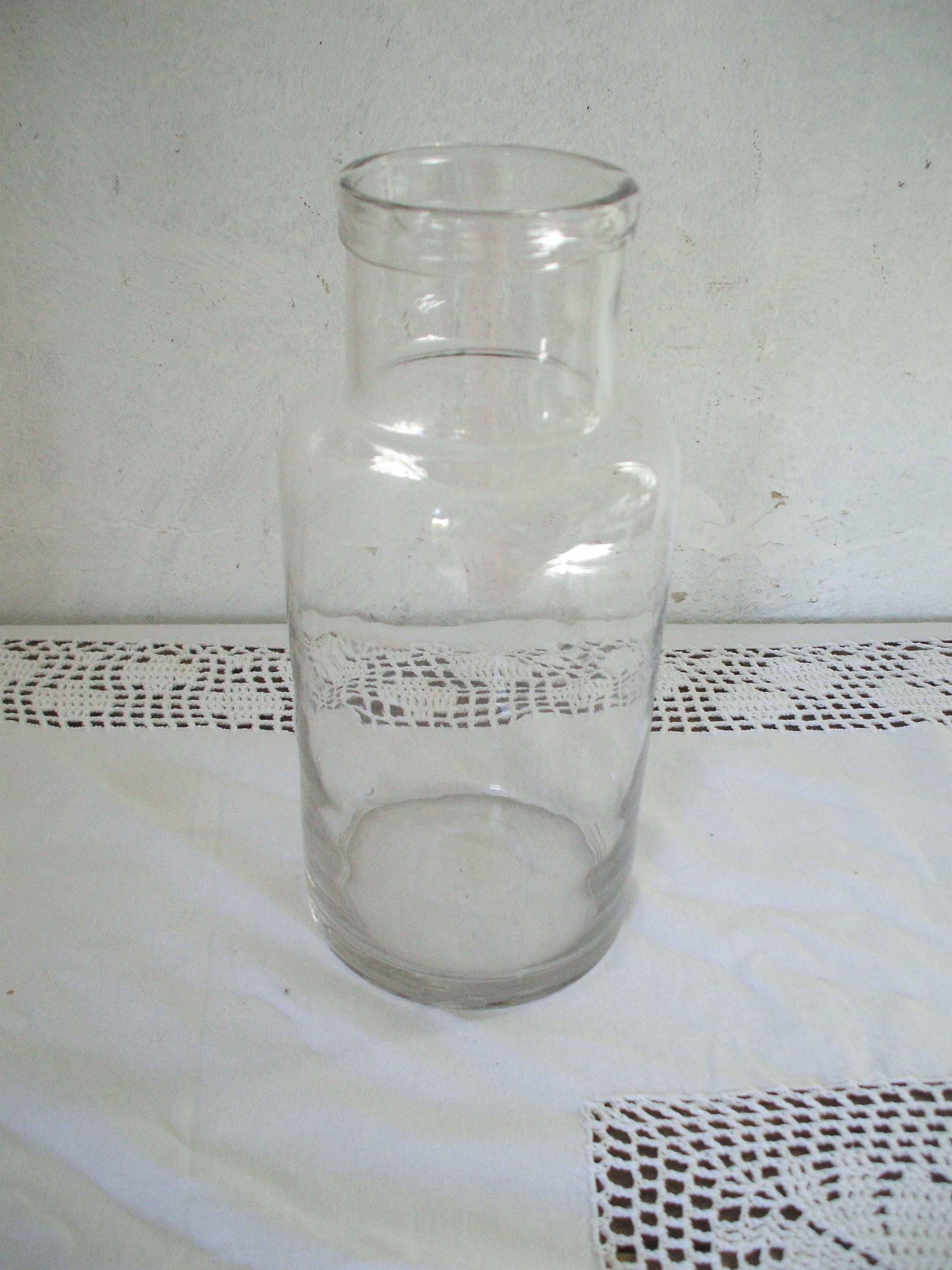 Bocal à Pharmacie en Verre Soufflé, Vide, Sans Étiquette et Couvercle