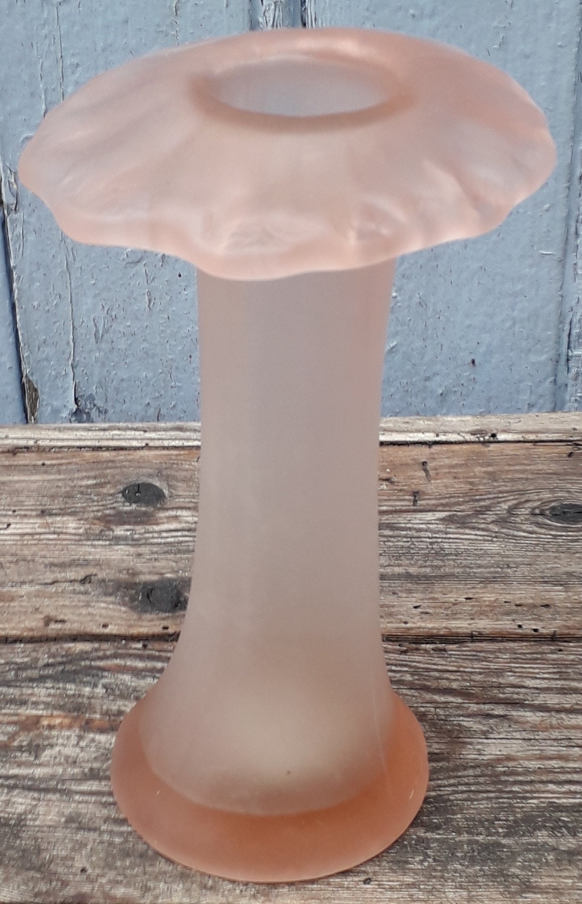 Vase Forme Champignon en Verre Soufflé Rose