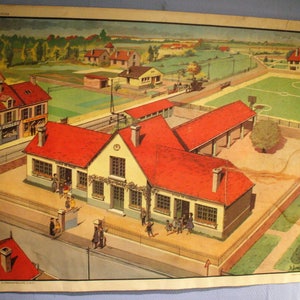 Affiche scolaire le plan de l'école /les points carinaux
