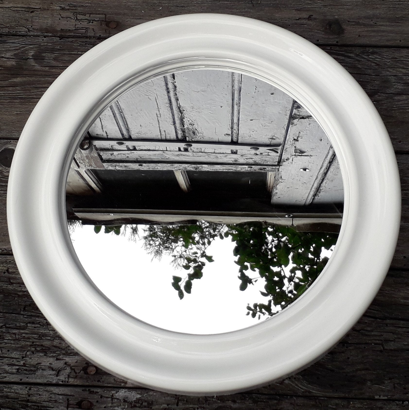 Miroir Rond en Plastique Blanc 34 X cm
