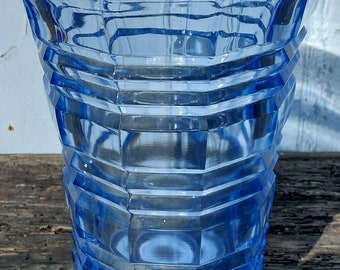 Blue transparent glass vase