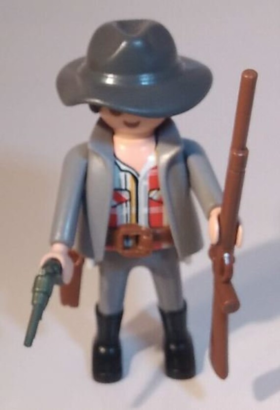 Lot D'accessoires Playmobil Western - 3 Revolvers Gris Pour Cow-boys Et Indiens - Vintage - Occasion