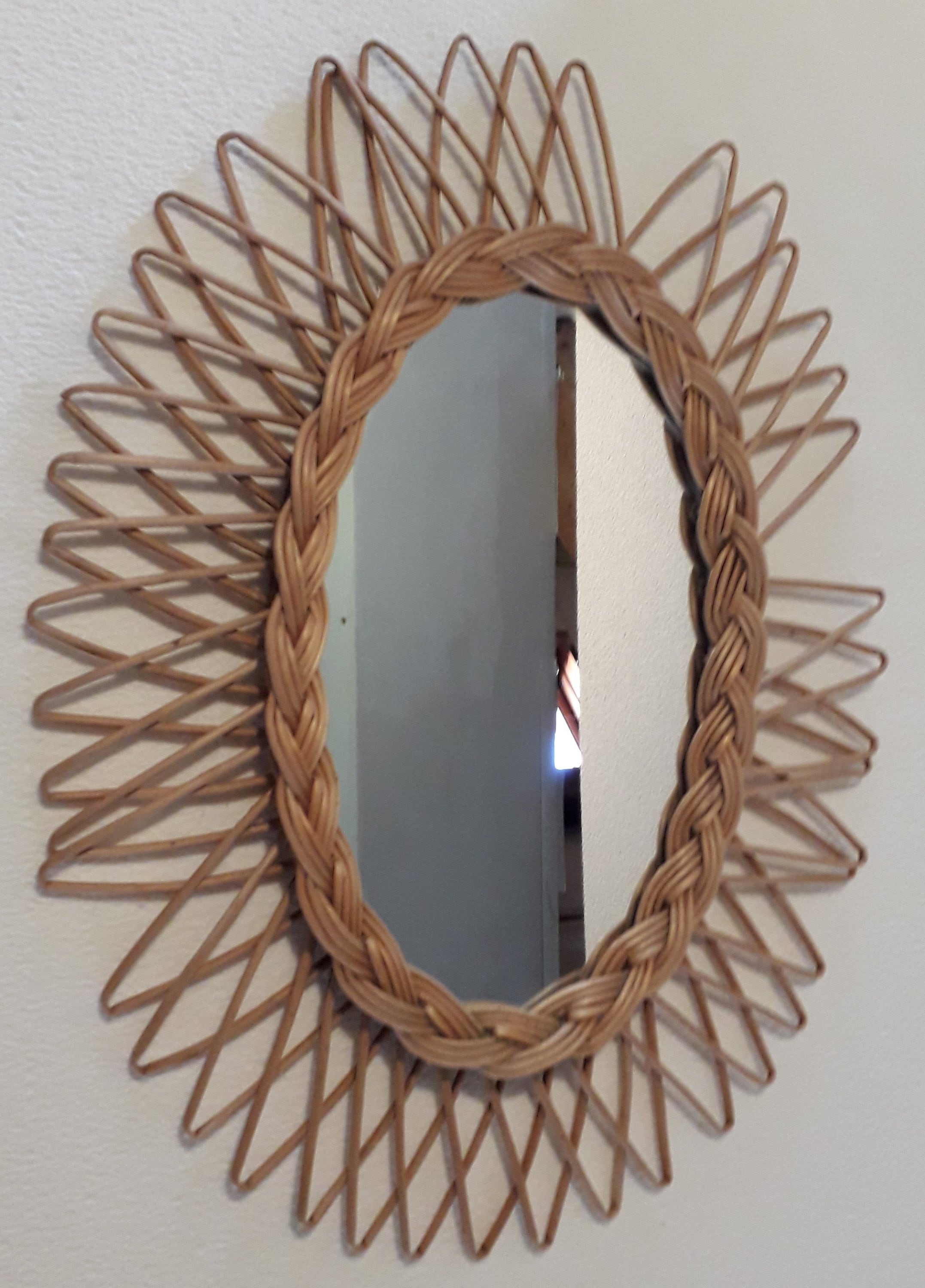 Miroir en Rotin Osier Ovale 38x50 cm