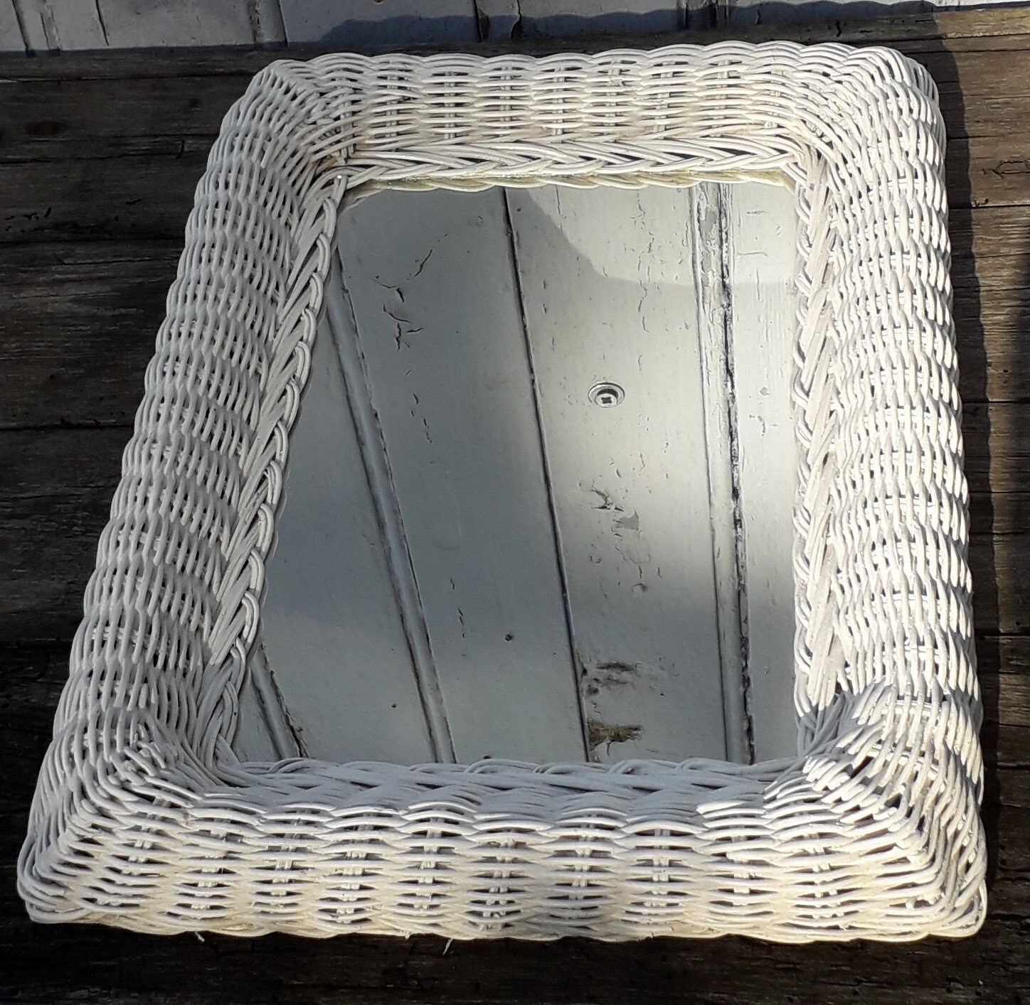 Miroir Osier Blanc 41 X 30 cm