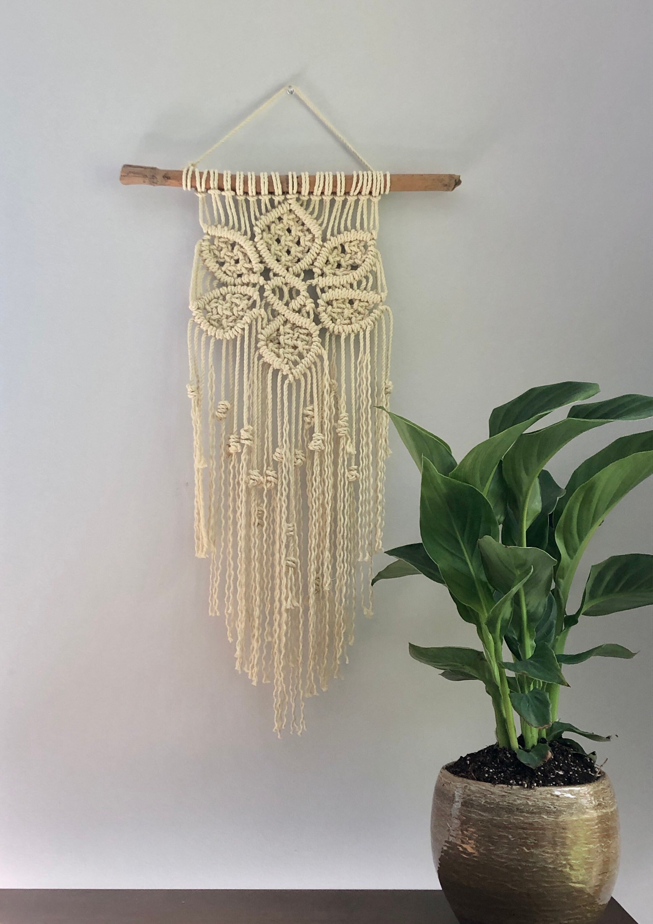Macrame flower wall hanging medium macrame macrame wall art Etsy