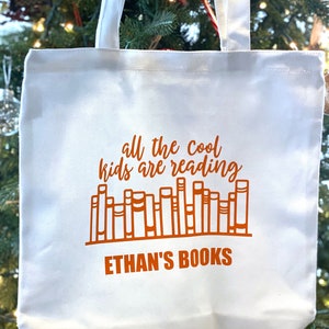 Personalized Library Bag - Cool Kids Read, Tote Bag for Kids, Librarian Handbag, Preschool Bag, Daycare Bag,Kindergarten Tote,Birthday