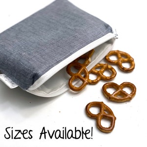 Chambray - Reusable snack bags, reusable sandwich bags, reusable grocery bag, snack sack, washable snack pouch,teacher gift,reusable