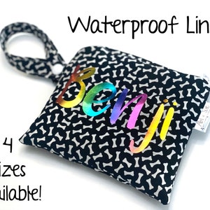 Personalized dog treat bag, leash bag,dog walk bag, dog treat pouch, dog training treat pouch,clip on treat bag,doggie daycare food bag