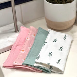 7&quot; Cotton Muslin Wash Cloths, Baby Washcloths, Soft Gauze Baby Wipes, Face towel, bath, Cotton Wash Cloths, Girls skin care party favors