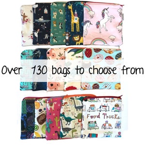 YOUR CHOICE: ANY 4 from our shop! Reusable Snack bags, reusable sandwich bags, zipper bag, Easter basket stuffers, Easter gift for kids