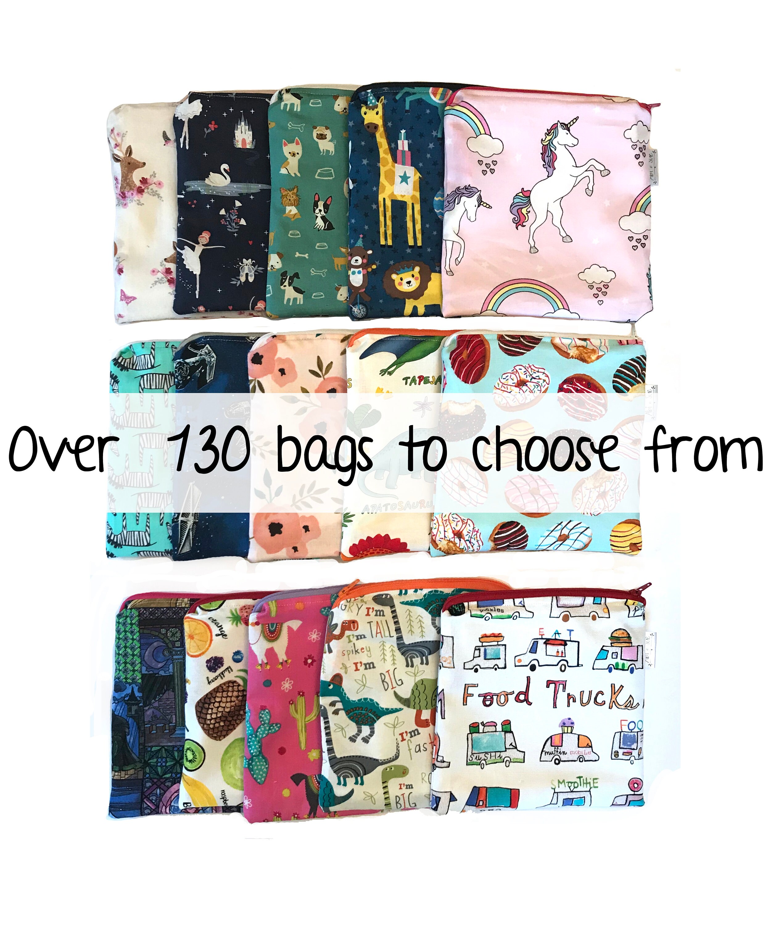 YOUR CHOICE: ANY 4 from our shop! Reusable Snack bags,reusable sandwi…