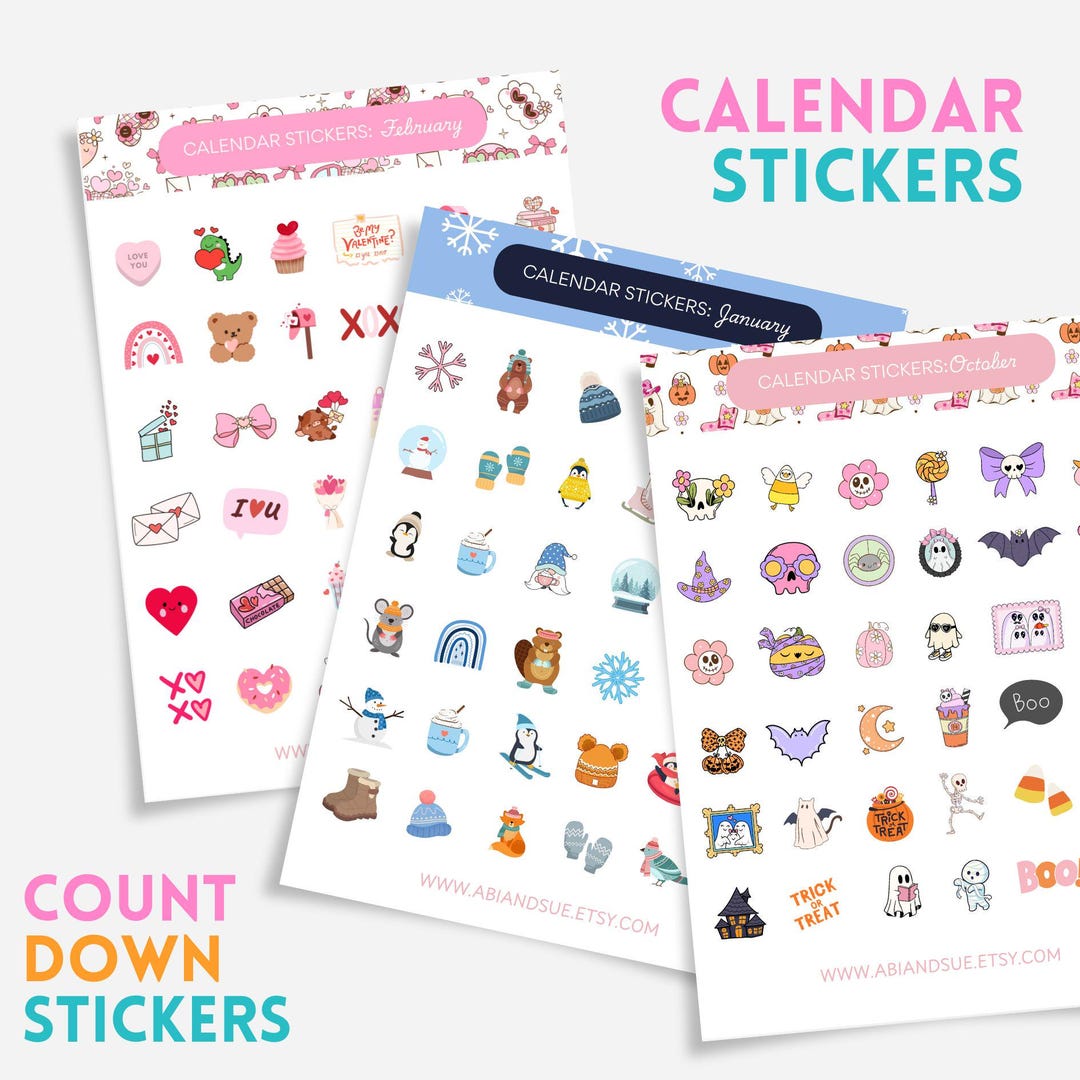 Calendar Countdown Stickers, Trip Countdown, Preppy Stickers ...