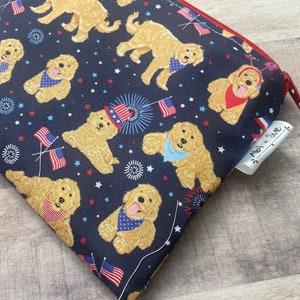 American Dogs - Reusable snack bags, reusable sandwich bags, reusable , zipper snack bags, patriotic gift, American bag,dog treat bag