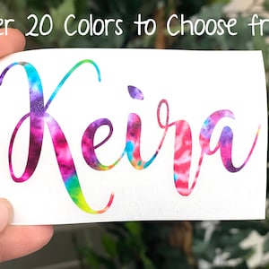 Tie Dye Name Decal, vinyl name decals, name stickers, name labels, personalized water bottle, tumbler decal, gift for her, teacher gift