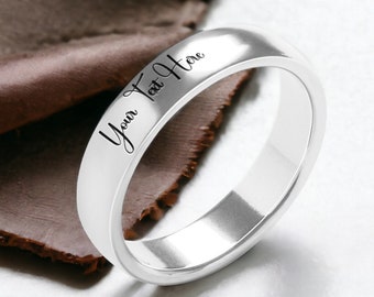 Personalised Engraved Silver Ring, Name, Band, Wedding, Mens or Womens, Your Text, Gift, Rose Gold, Promise Ring, Stainless Steel, Gold