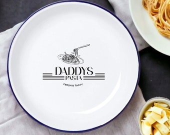 Personalised Engraved Pasta Bowl, Enamel Housewarming, Pasta Lover Gift For Him Her, Fathers Mothers Day, Daddy, Stocking Filler Spaghetti