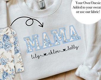 Personalised Mama Baby Clothes Keepsake Sweater Sweatshirt, Memory, Embroidered, Your Name Applique, Gift for Her New Baby, Mothers Day Gift