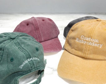 Personalised Embroidered Hat, Unisex Cap, Custom Text, For Him Her, Your Name,Dad Cap, Baseball Cap, Vintage, Grandad, Fathers Day, Present
