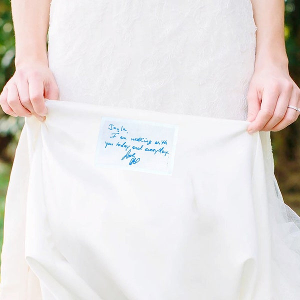 Personalised Handwriting Wedding Patch, Wedding Dress Sew In Iron On. Something Blue, Customised Gift, Keepsake Bride Groom Hen Bridesmaid