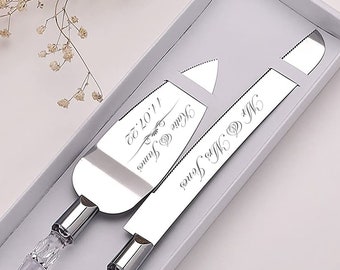 Personalised Engraved Wedding Cake Server Set Bride Groom Wedding Decoration Gift Cake Stand