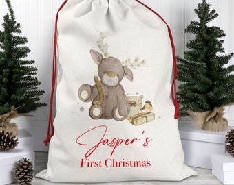 Personalised Christmas Sack, Santa Sack, Christmas Eve Bag Box, Elf, Reindeer, Nutcracker, Sugar Plum Fairy, First Christmas, Decorations