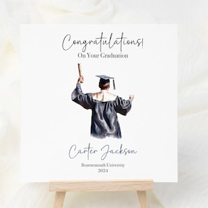 Personalised Graduation Card, University, College, Celebration, Congratulations, For Him, For Her, Gift, Graduate, Cap, Gown