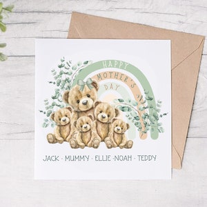 Personalisierte Muttertagskarte, Mama, Mama, Bären, Familie, Ihre Namen, erster Muttertag, von Bauch, Regenbogen, Geschenk
