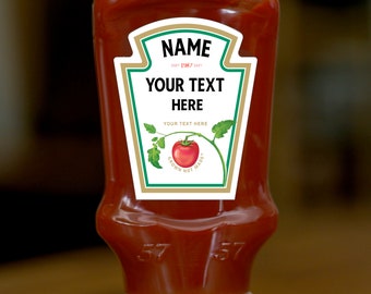 Personalised Ketchup Label, Bottle Label, Your Name, Stocking Filler, Sticker, Sauce, Gift, Secret Santa, Tomato Sauce Lover